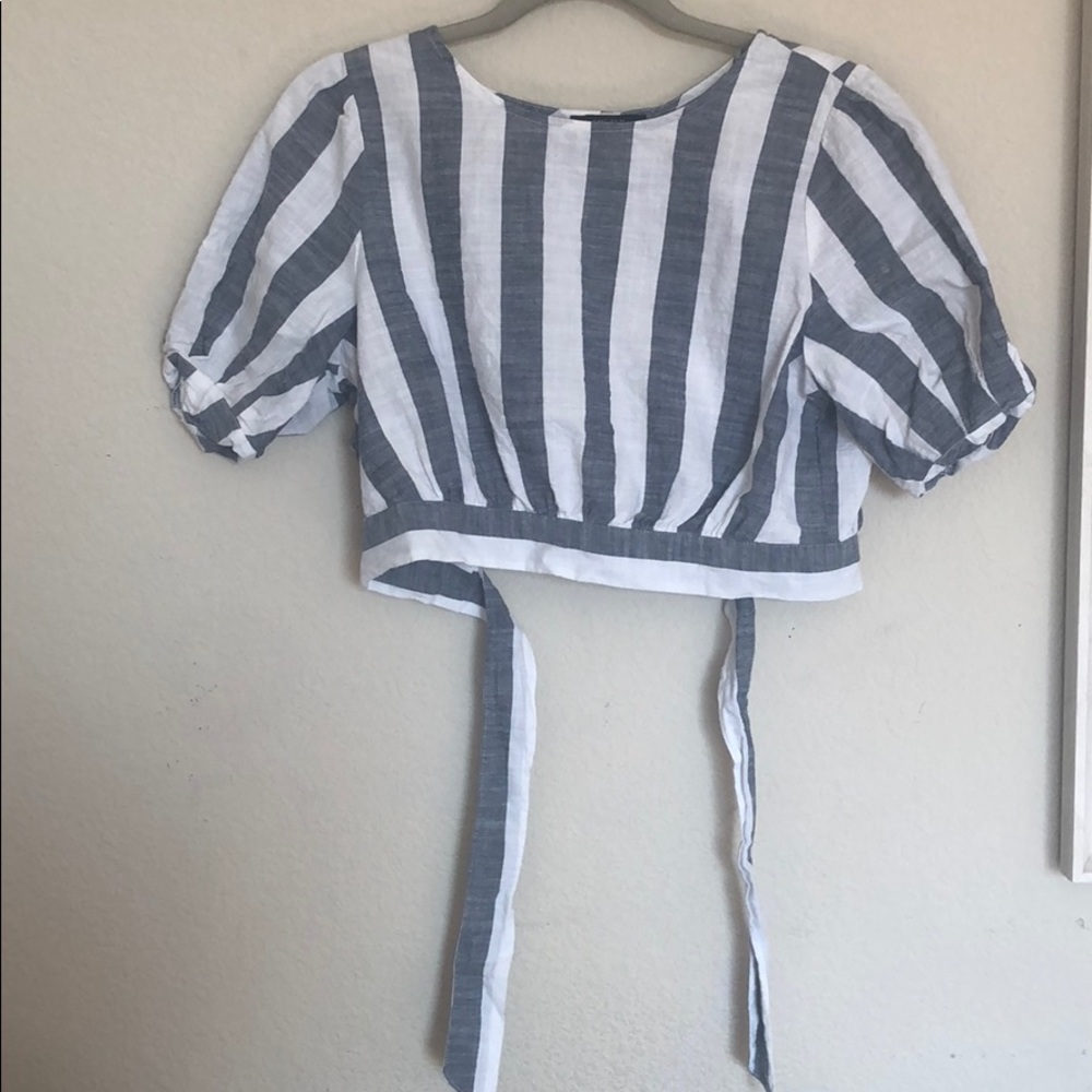 Super Cute, Open-Back, Striped Crop Top